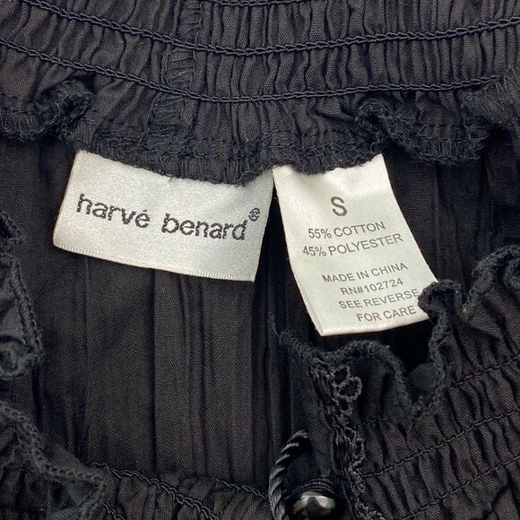 Harve Benard Crinkle Blouse Small Black Tassel Top Witchy Boho Whimsigoth - Picture 9 of 13